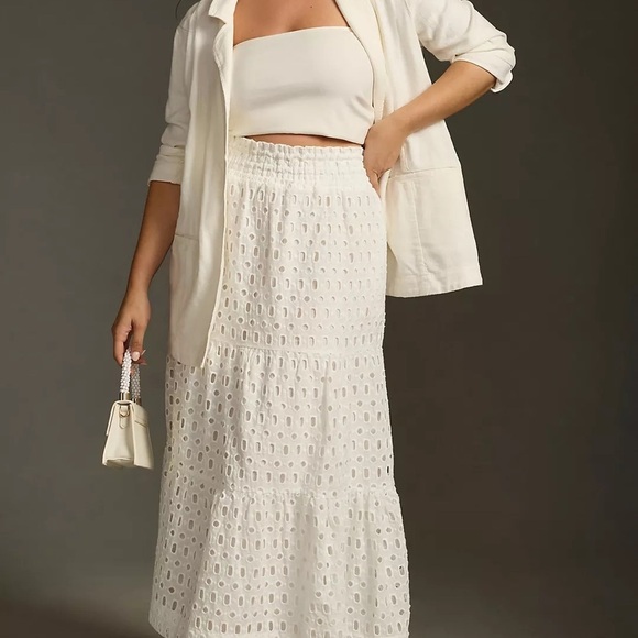 NWT Anthropologie Somerset White Eyelet Maxi Skirt Xl - Picture 5 of 7